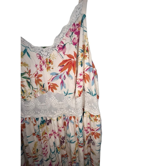 Torrid Floral Pattern Maxi Spaghetti Strap Dress With Crochet Waist - Picture 2 of 6